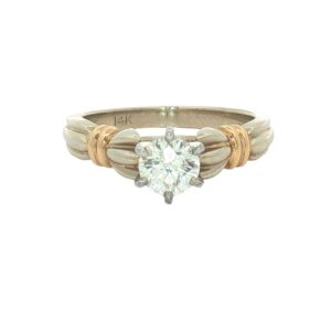 Ladies' 14K Gold Round Engagement Ring Semi-Mount with Double Bars