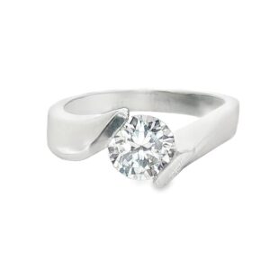 Platinum Round Cubic Zirconia Engagement Ring Semi-Mount for Women – Scott Kay Twist Bypass 9.2g