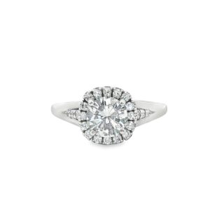 14K White Gold Round Semi-Mount Engagement Ring for Women