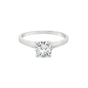 Round Platinum Engagement Ring Semi-Mount for Women