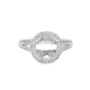 14K White Gold Semi-Mount Engagement Ring with Diamonds for Women