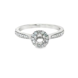 14K Gold Round Diamond Semi-Mount Engagement Ring