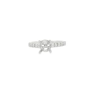 14K White Gold Semi-Mount Engagement Ring with 26 Round Diamonds