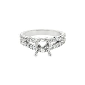14K White Gold Semi-Mount Engagement Ring with 38 Round Diamonds