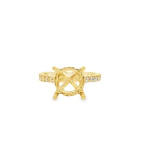 14kt Yellow Gold Women's Semi-Mount Engagement Ring with 30 Round Diamonds 0.53ct