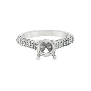 14K White Gold Semi-Mount Engagement Ring with 39 Round Diamonds