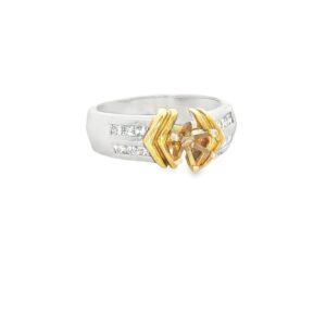 18K Gold and Platinum Women's Semi-Mount Engagement Ring with Diamonds