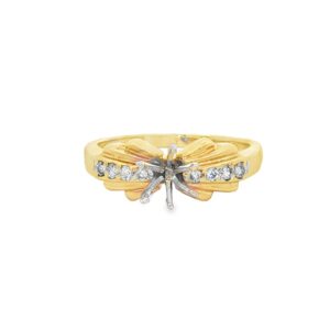 14K Yellow Gold Semi-Mount Engagement Ring with Diamonds