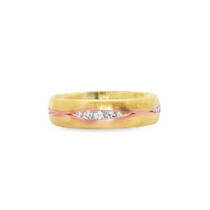 Ladies 14K Yellow Gold 5mm Wedding Band with 0.32 ctw Diamonds