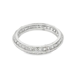 18K White Gold Women's Diamond Wedding Band with 66 Round Diamonds