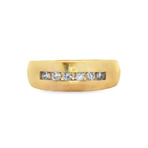 14K Gold Women's Wedding Band with Diamonds - Yellow Metal, 0.18 ctw Total Weight, 6 Round Stones