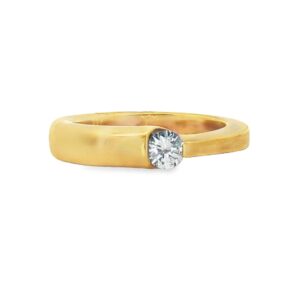 18K Gold Yellow Women's Diamond Wedding Band with Round Stone