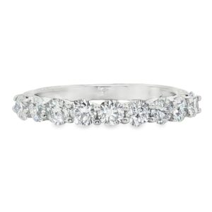14K Gold White Women's Diamond Wedding Band with 9 Round Stones
