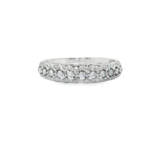 14K White Gold Diamond Women's Wedding Band with 31 Round Stones