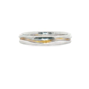 04-00059 Ring Men's Platinum Border & 18KT YG Swirl in Center Wedding Band 4mm, 7.5 grams