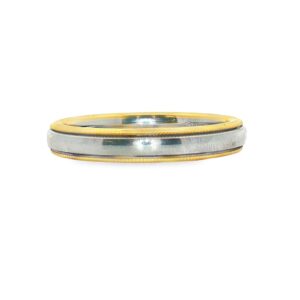 Men's Satin Platinum Center 18kt, YG Borders 4mm Wedding Band, 9.2 grams