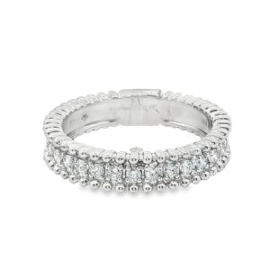 14K White Gold Women's Diamond Ring with 17 Round Stones