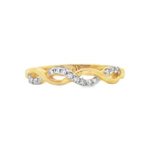 14K Yellow Gold Diamond Wedding Band with 16 Natural Diamonds