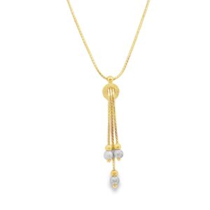14K Yellow Gold 1mm Lariat Style Necklace - 17 Inches