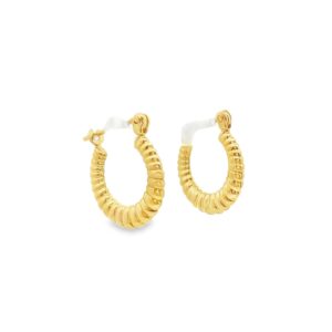 14K Yellow Gold Scalloped Hoop Earrings