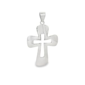 .925 Sterling Silver Cutout Cross Charm - 1 1/2 Inches