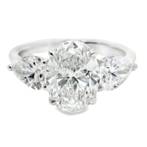 14K White Gold 3 Lab Grown Diamond Ring 3.20ct
