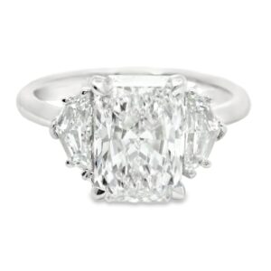 14K White Gold 2.91ct 3 stone Radiant Lab Grown Diamond Ring