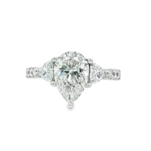 14K White Gold 3.00ct Pear Shaped Lab Grown Diamond Engagement Ring