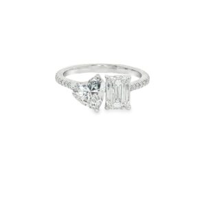 14K Gold Yellow Heart-Emerald Shape Lab-Grown Diamond Engagement Ring 2.06 ctw