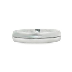 Ladies 18KT White Gold 4mm Satin Wedding Band with Central Ridge by Christian Bauer