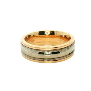 ArtCarved 14K Yellow & White Gold Two-Toned Double Edge Bead Row Wedding Band