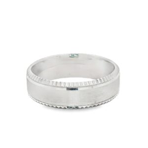 03-00055 Ring Men's 14KT WG 7mm Coin Edge w/Satin Center Wedding Band 9.5 grams