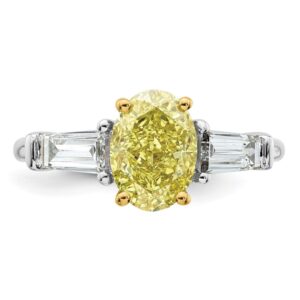 Emma Grace 14K Two-Tone Yellow Lab Grown Diamond with Baguette Side Stones