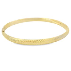 14K Gold Yellow Twisted Bangle for Women, 5g Weight