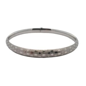 14K White Gold 6mm Textured Finish Bangle