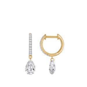 Memo LG Dancer: 14k YG 1 1/4ctw Drilled LG Pear Hoop Earring 2.19g
