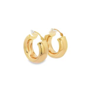 14K Yellow Gold Plain 7mm Hoop Earrings