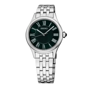 Seiko SUR611 Essential Women's Quartz Watch with Green Dial and Stainless Steel Case 6N01