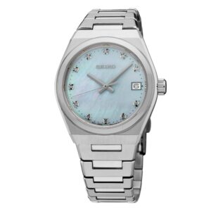 Seiko SUR603 Women's Quartz Watch with Blue Mother Of Pearl Dial and Diamonds