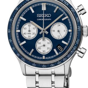 Seiko Essentials 41mm SS Quartz Chronograph Black Dial