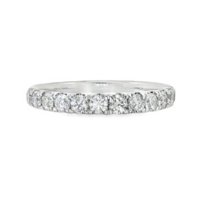 14K White Gold Women's Diamond Wedding Band with 13 Round Stones