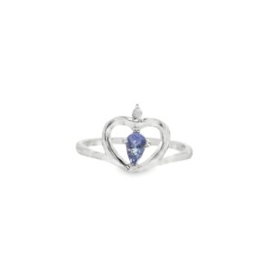 Sterling Silver Tanzanite with Diamond Ring