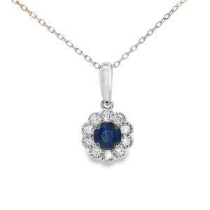 Diamond and Sapphire Pendant Necklace