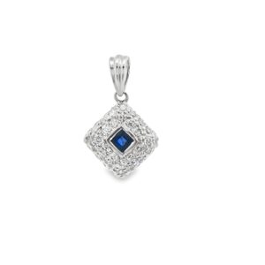 18K Gold Sapphire and Diamond Pendant