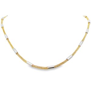 14K Gold White and Yellow Bar Chain Necklace 18" Length