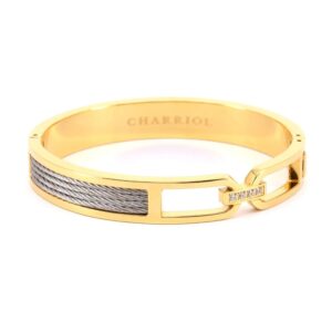 Charriol Forever Women's Diamond Bracelet with 4 Round Stones in Yellow Stainless Steel