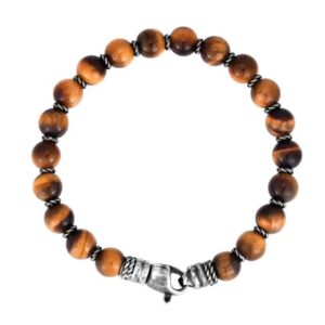 sterling silver 8.25" all bead tiger's eye bracelet w/ lobster