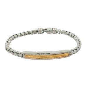 Phillip Gavriel Men's Sterling Silver Box Link with 18K Gold Bracelet - 8.25 Inches