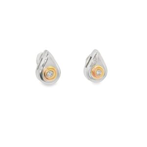 14K Gold Diamond Round Earrings with 0.10 ctw for Women in White & Yellow Gold