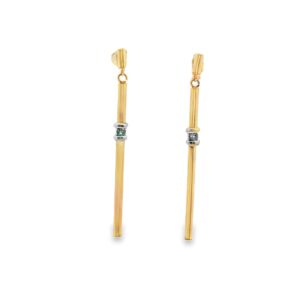 14K Two Toned Long Tube Earrings